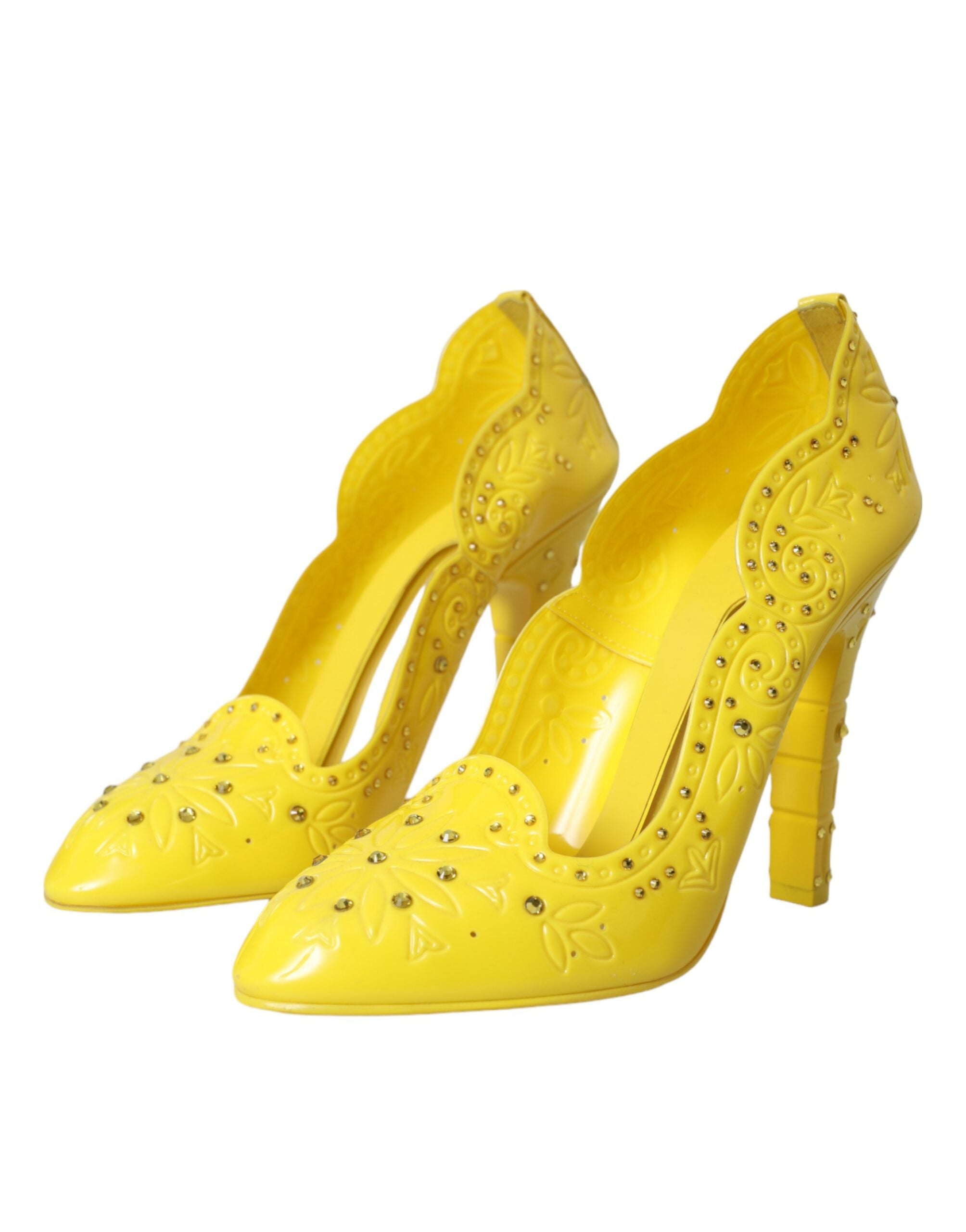 Yellow Crystal CINDERELLA Heels Pumps Shoes - ventzia