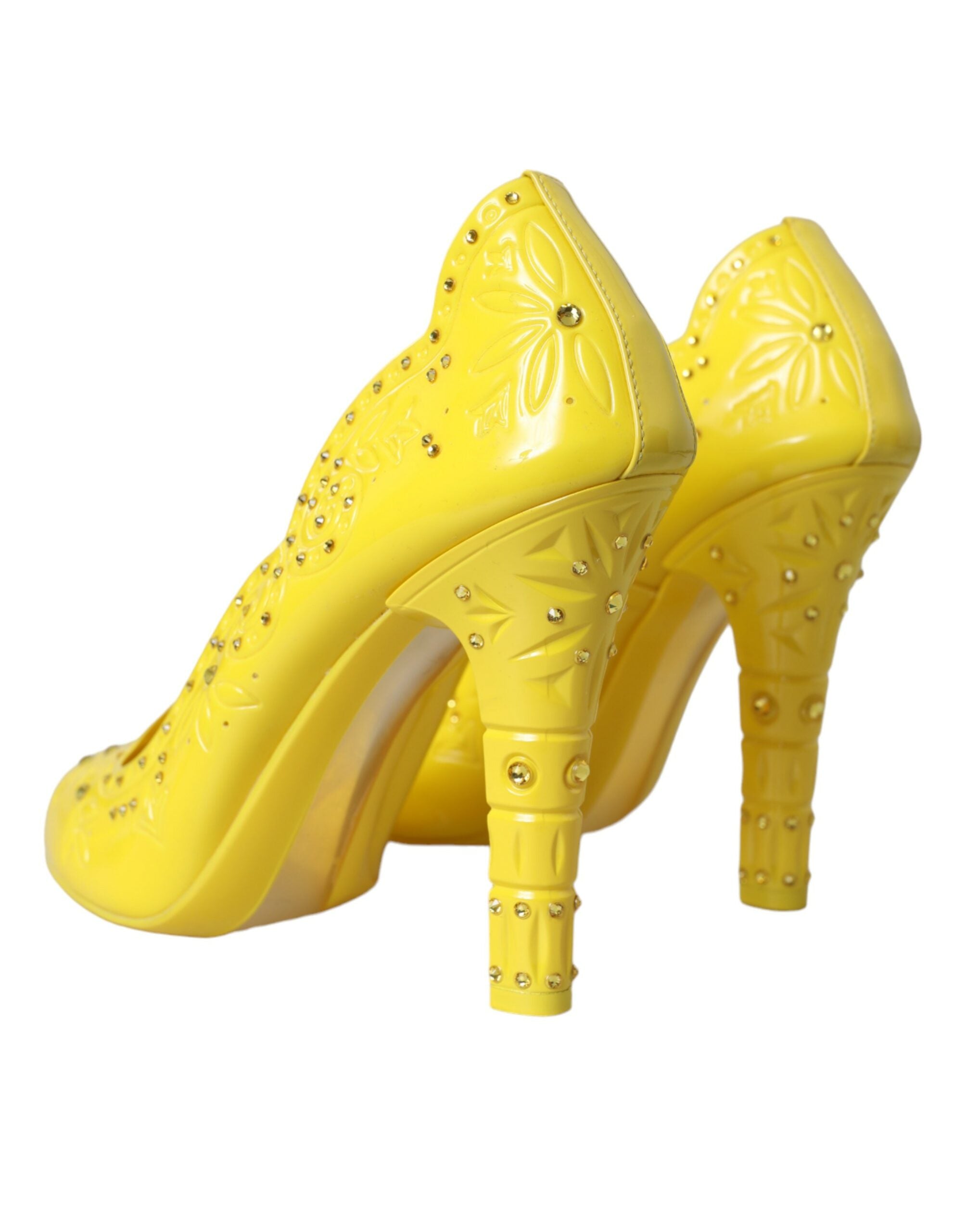 Yellow Crystal CINDERELLA Heels Pumps Shoes - ventzia