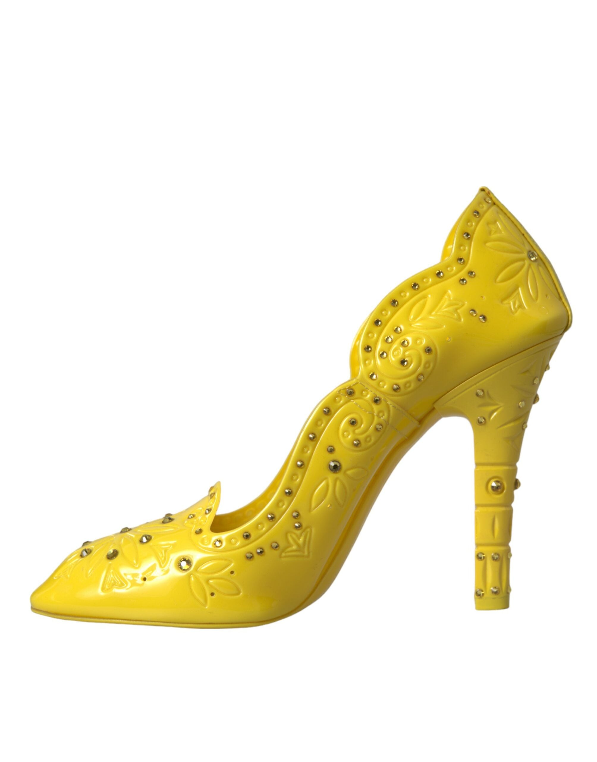 Yellow Crystal CINDERELLA Heels Pumps Shoes - ventzia