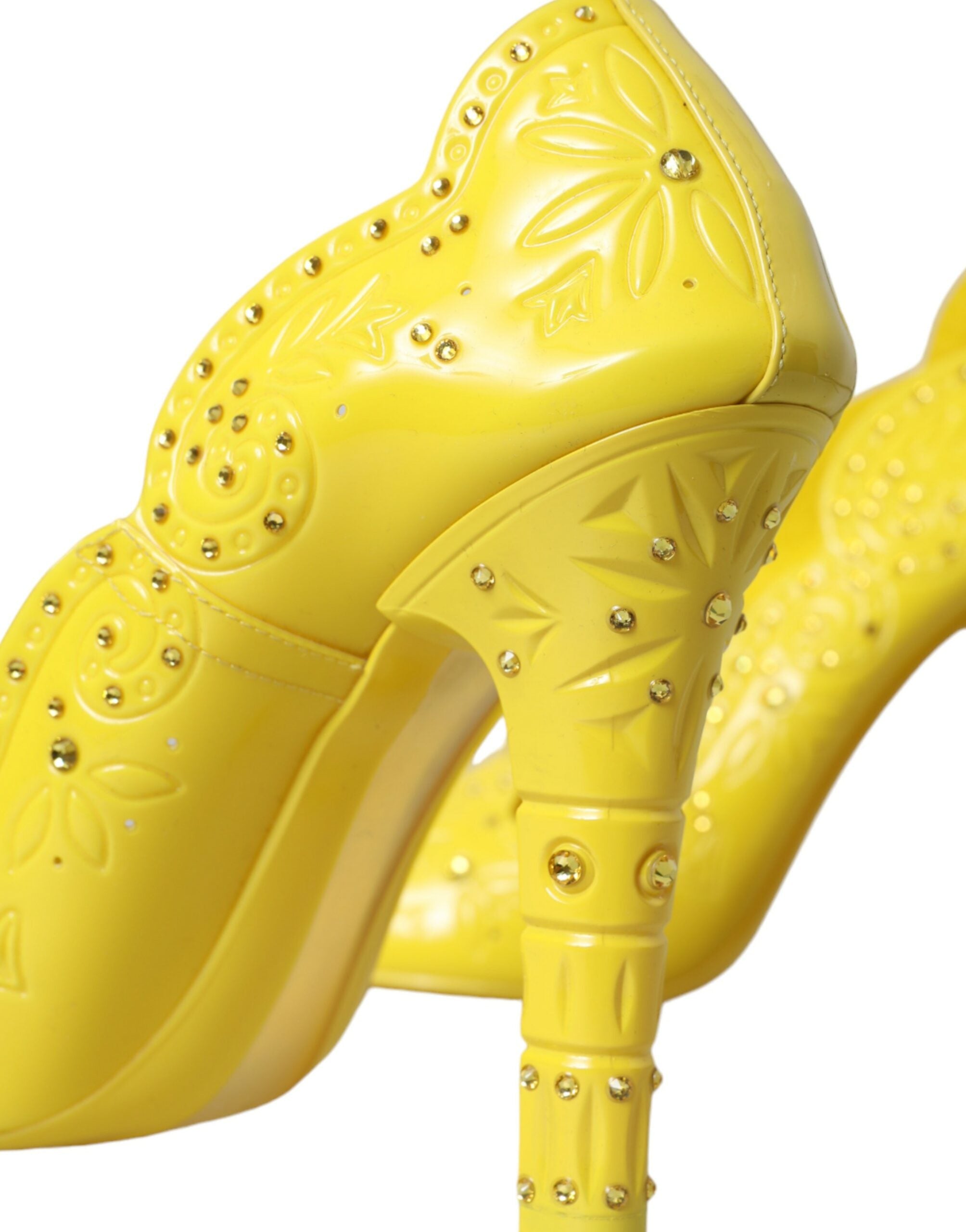 Yellow Crystal CINDERELLA Heels Pumps Shoes - ventzia