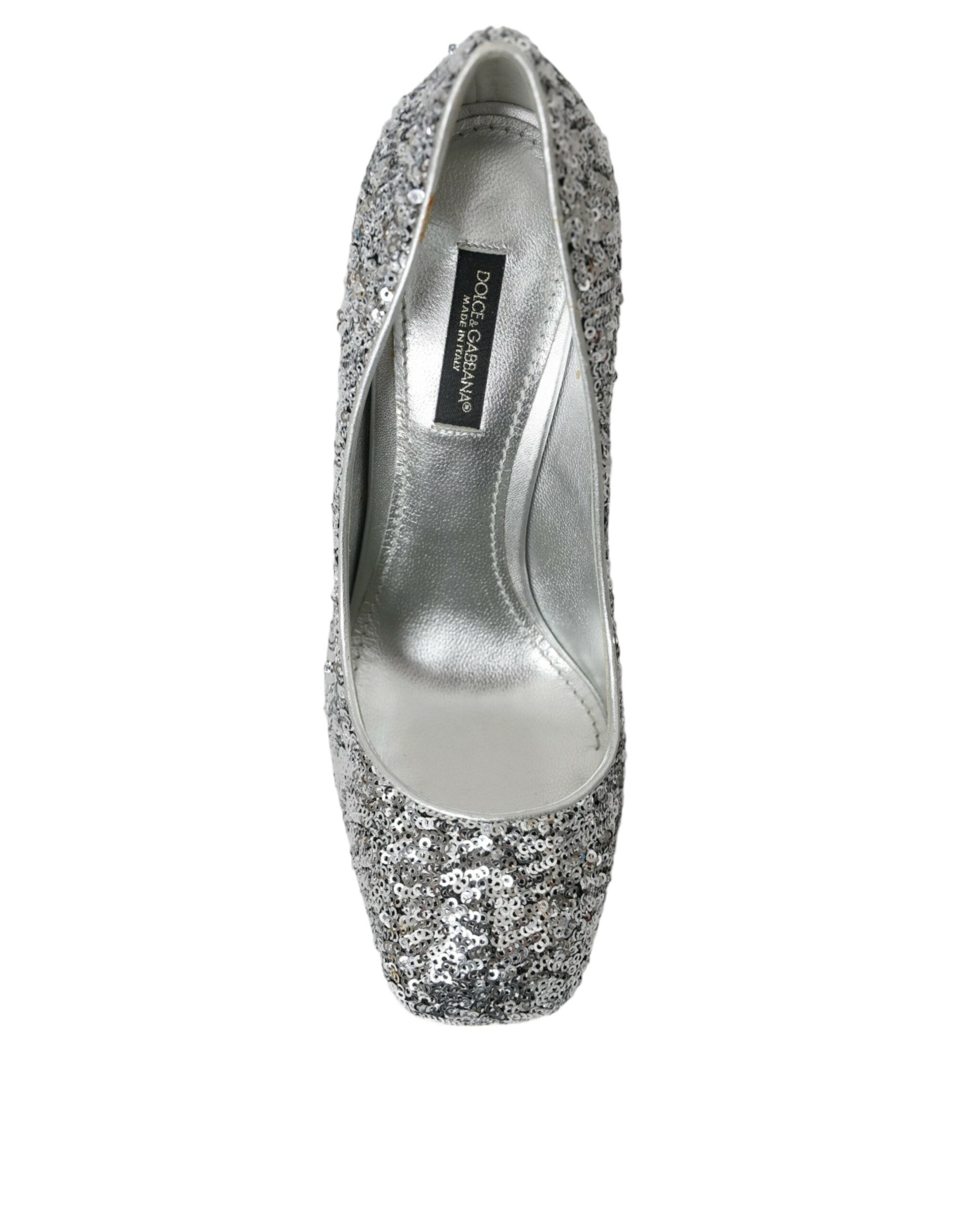 Silver Sequin Embellished Heels Pumps Shoes - ventzia