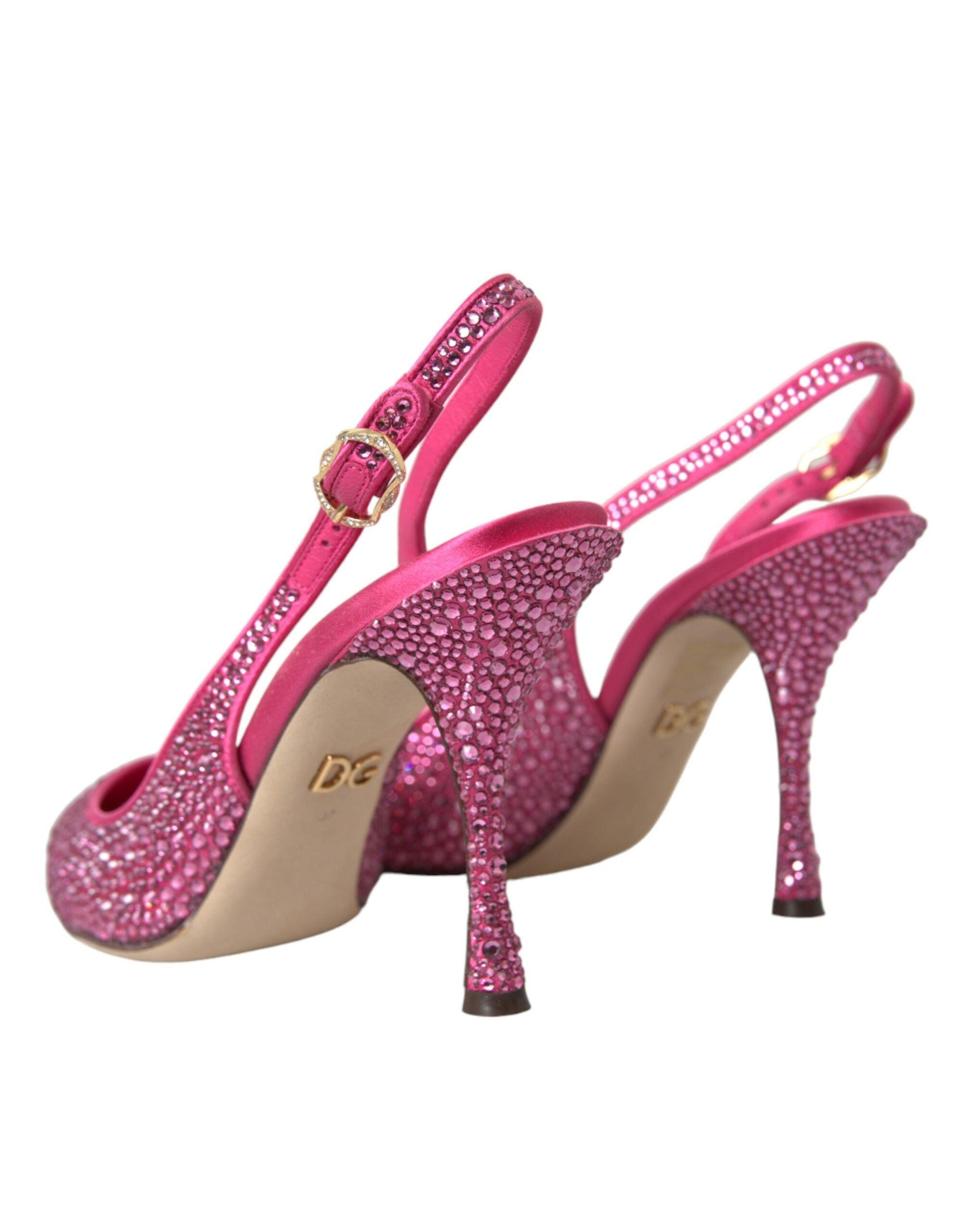 Pink Slingbacks Crystal Pumps Shoes - ventzia