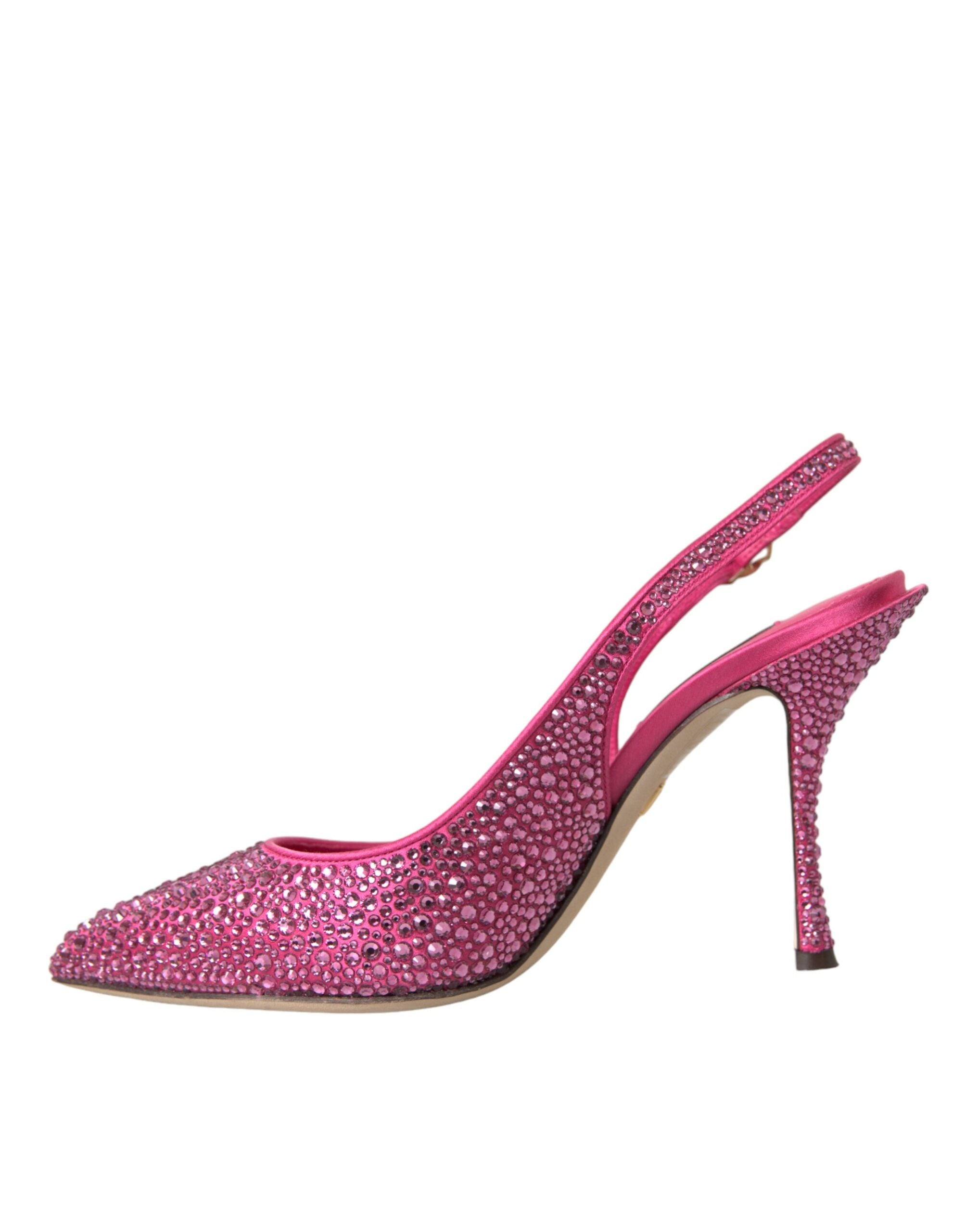 Pink Slingbacks Crystal Pumps Shoes - ventzia