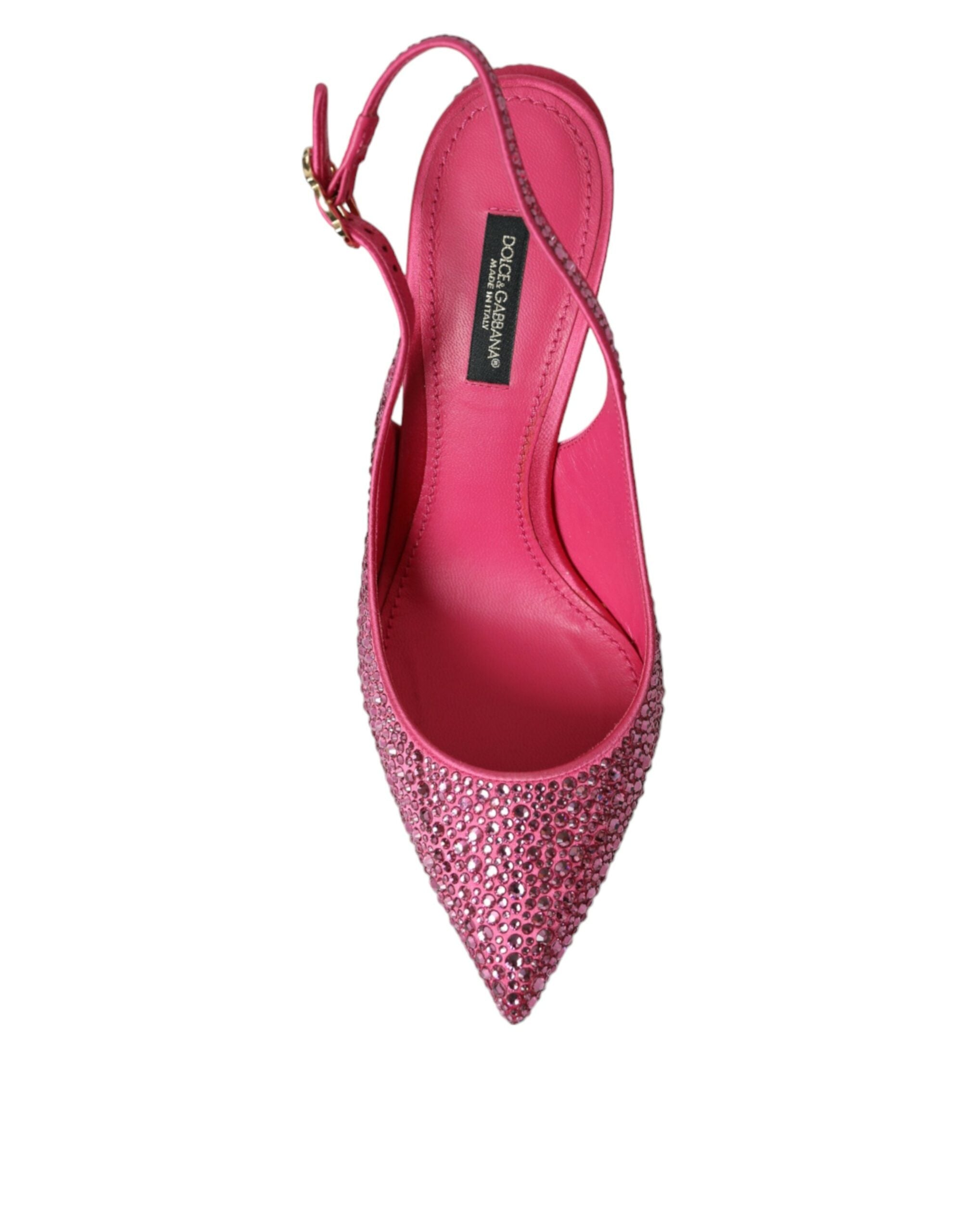 Pink Slingbacks Crystal Pumps Shoes - ventzia