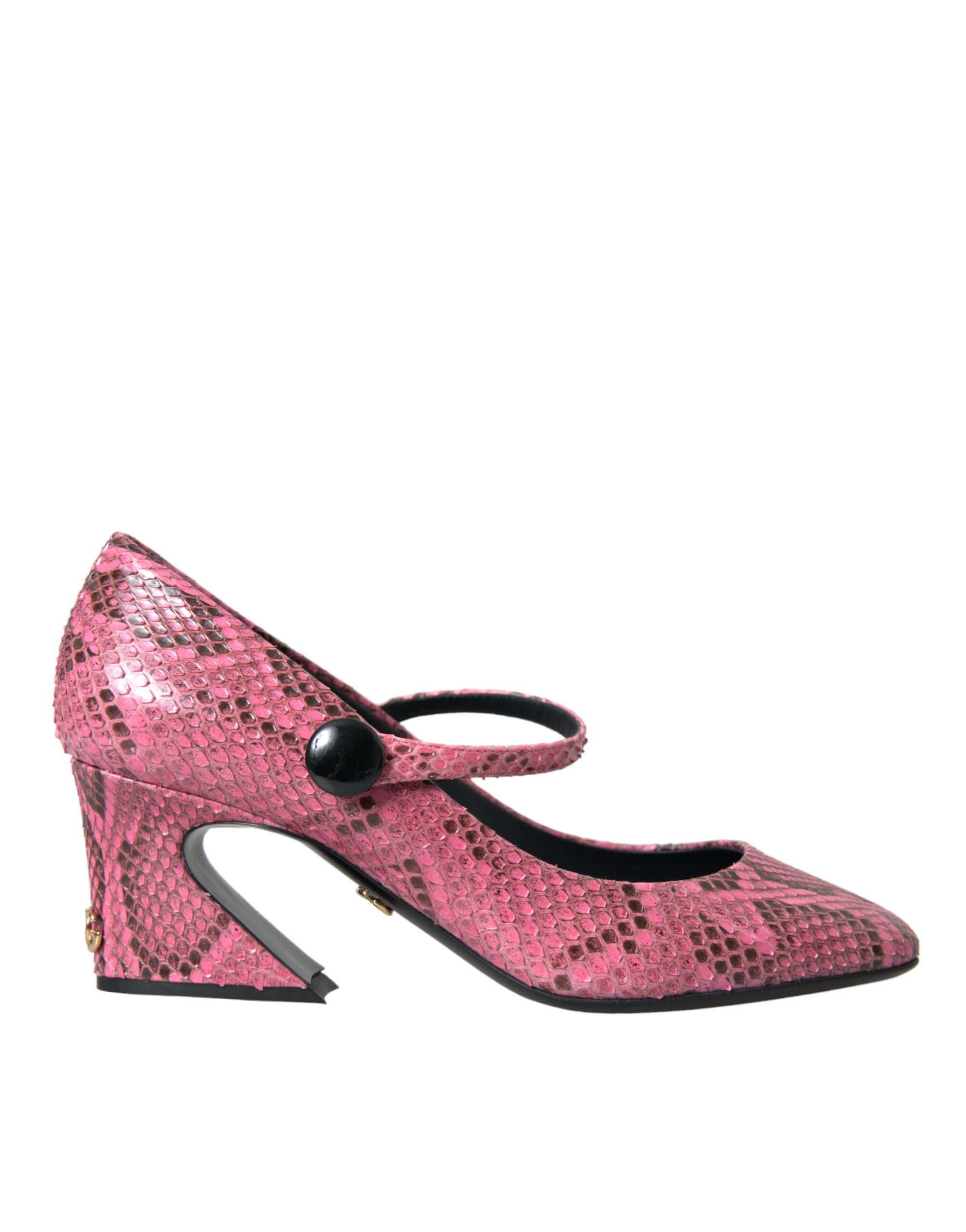Pink Python Leather Mary Jane Heels Shoes - ventzia