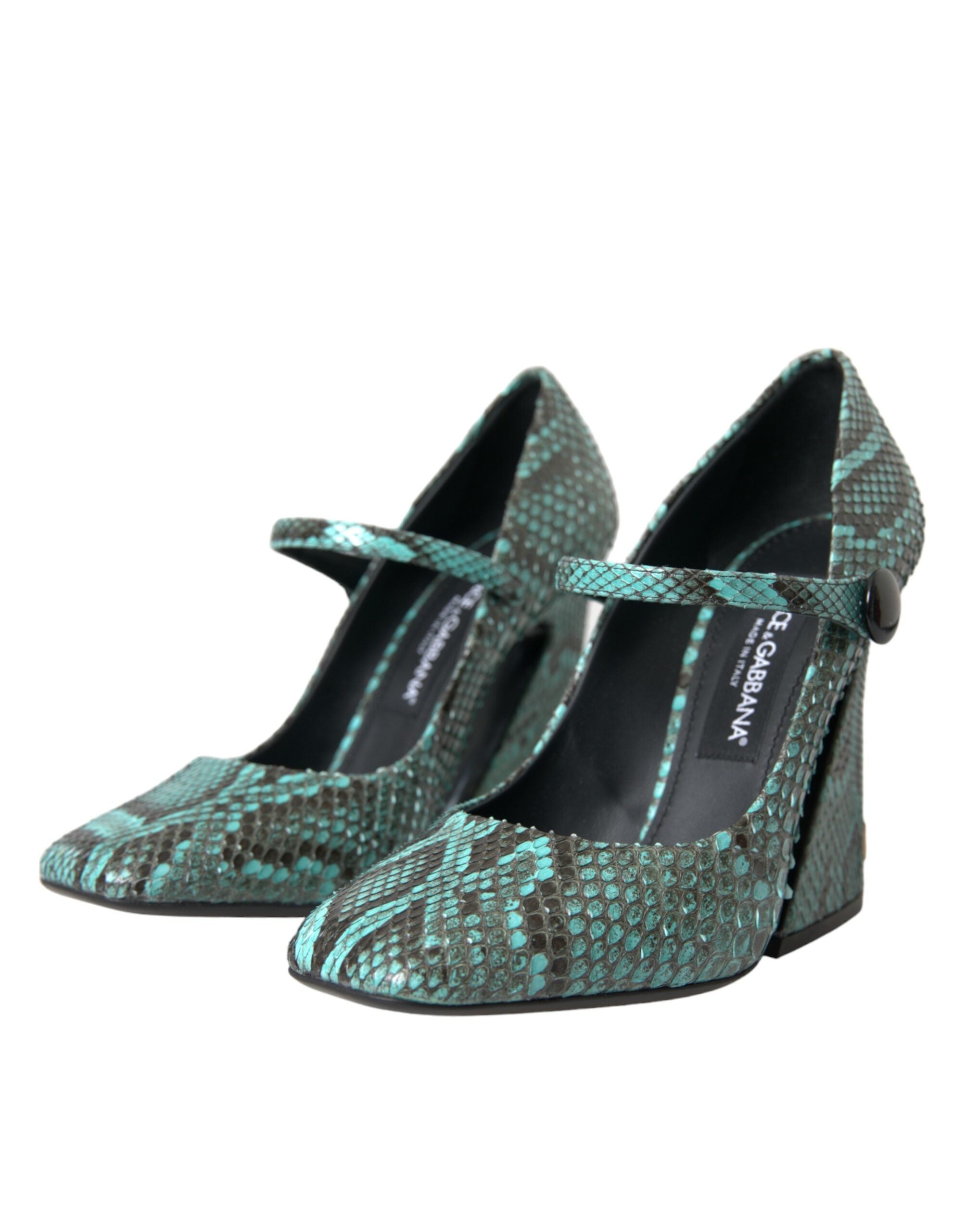 Aqua Python Leather Mary Jane Pumps Shoes - ventzia