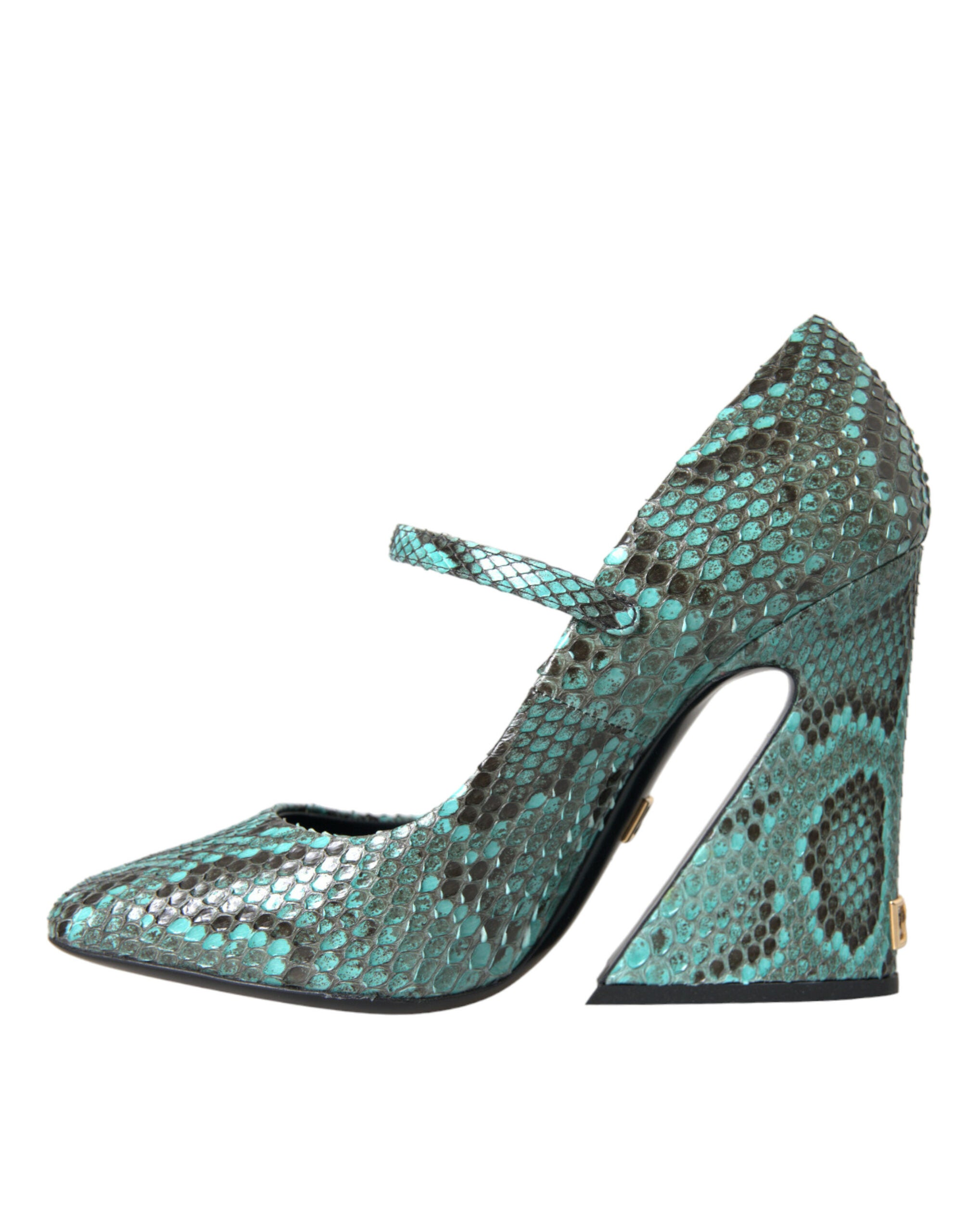 Aqua Python Leather Mary Jane Pumps Shoes - ventzia