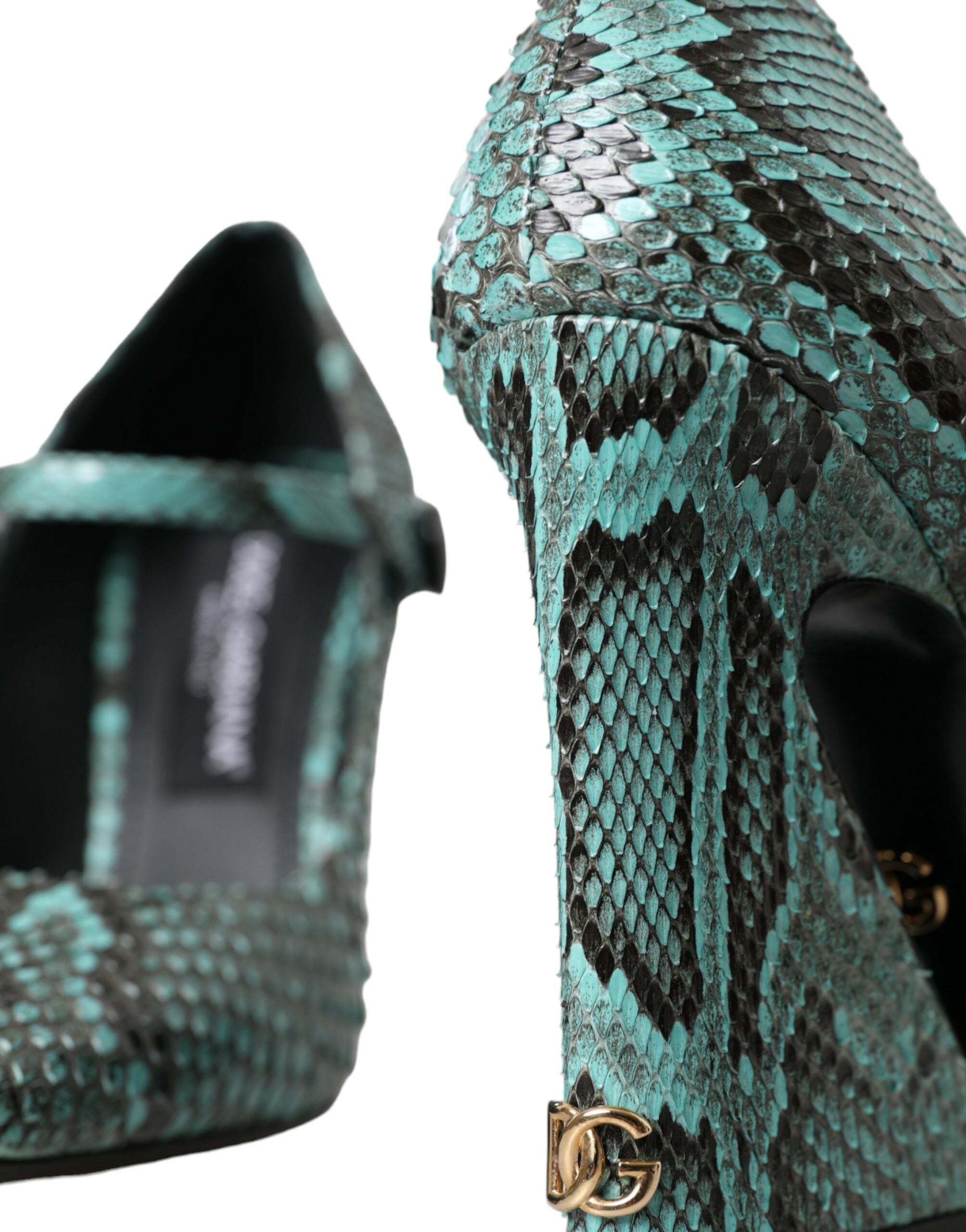 Aqua Python Leather Mary Jane Pumps Shoes - ventzia