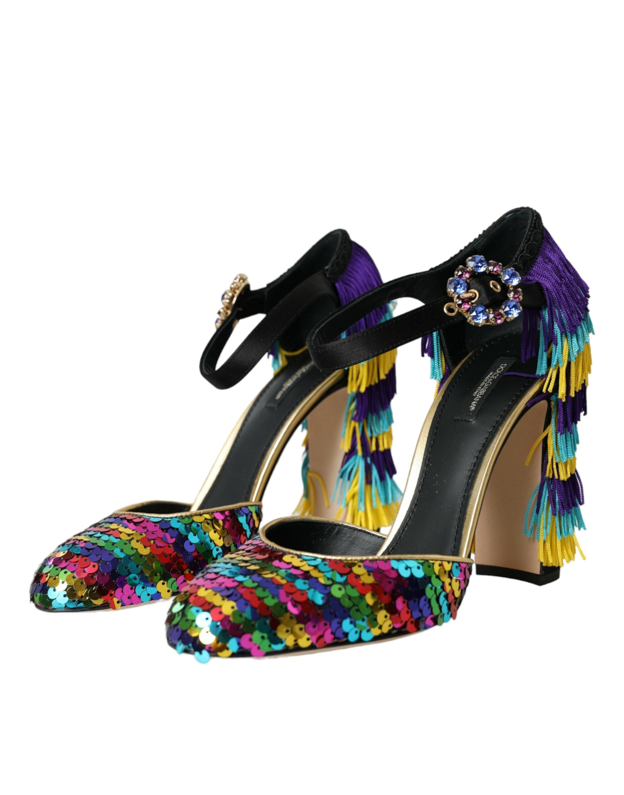 Multicolor Sequin Crystal Mary Jane Shoes - ventzia