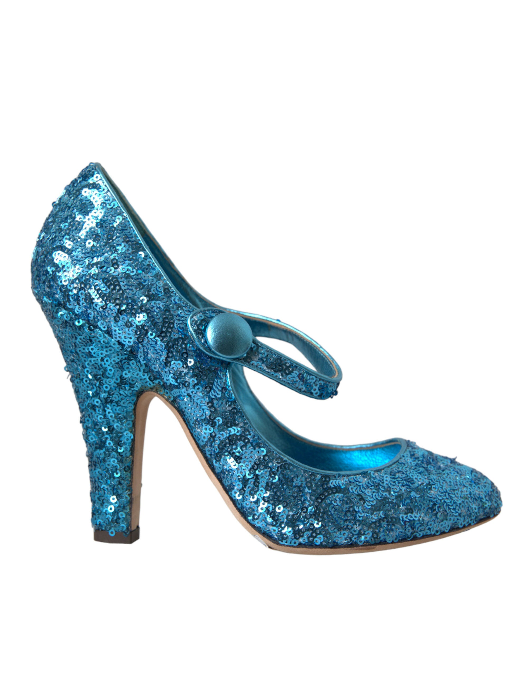 Blue Sequin Mary Jane Pumps High Heels Shoes - ventzia