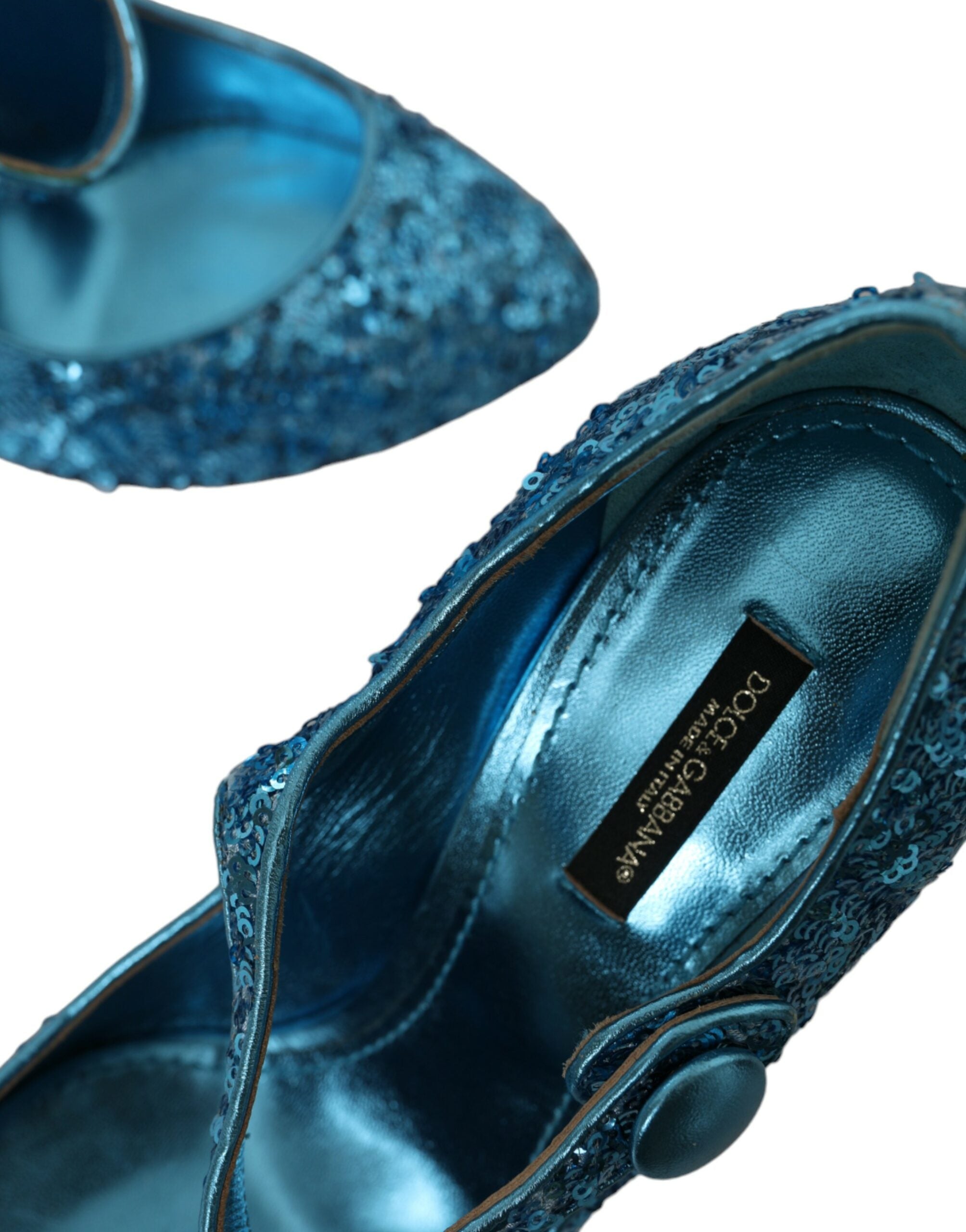 Blue Sequin Mary Jane Pumps High Heels Shoes - ventzia