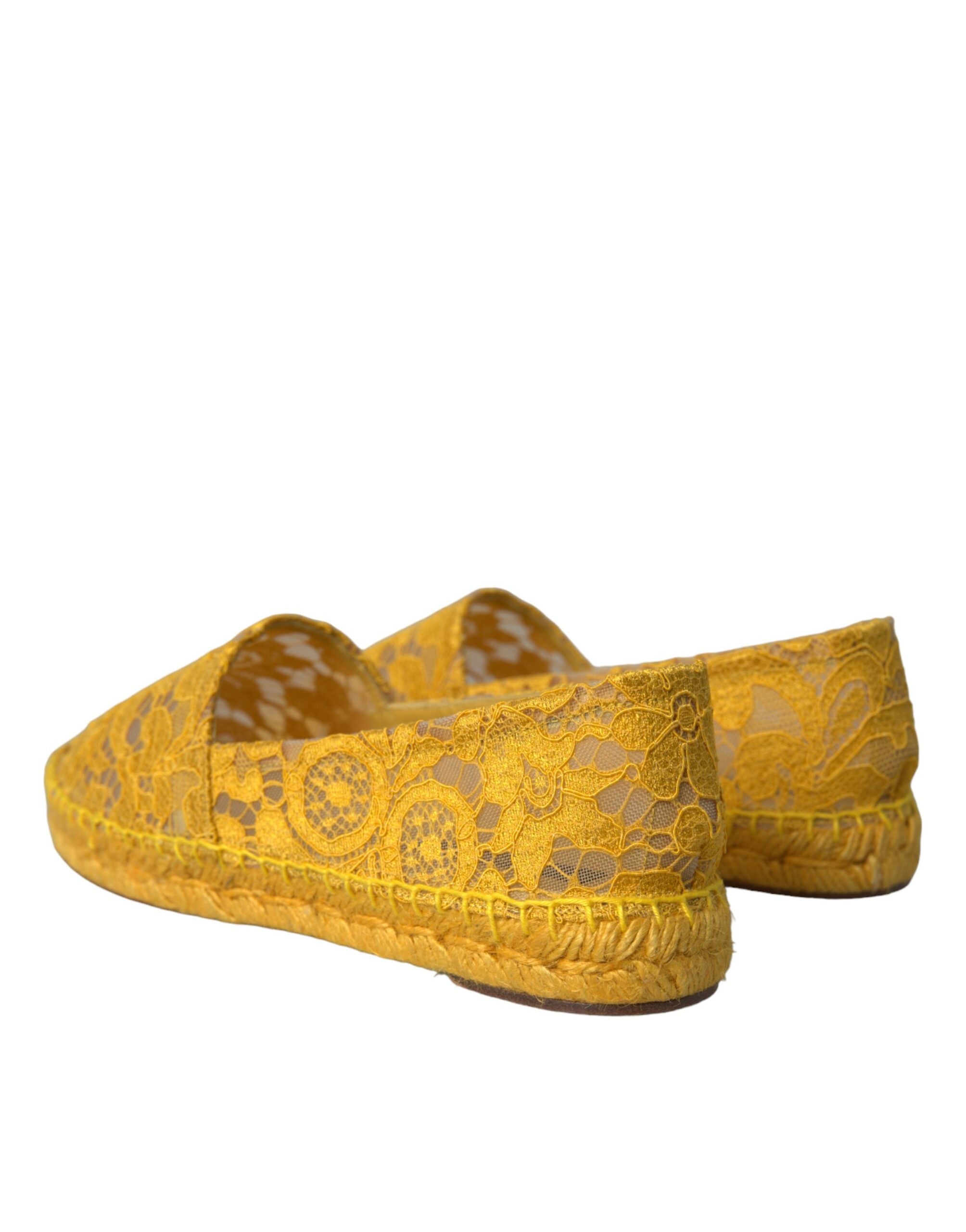 Yellow Taormina Lace Espadrille Loafers Flats Shoes - ventzia