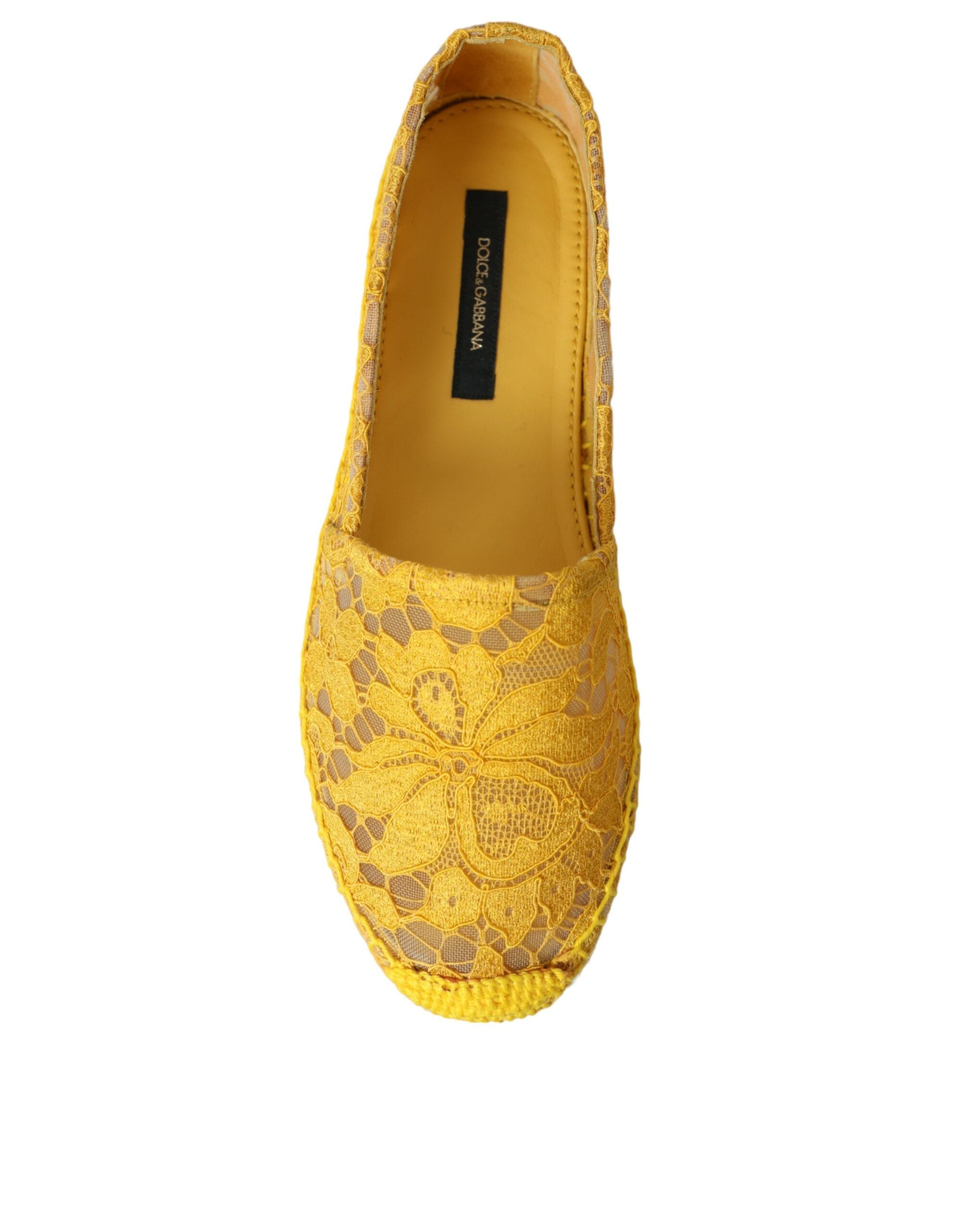 Yellow Taormina Lace Espadrille Loafers Flats Shoes - ventzia