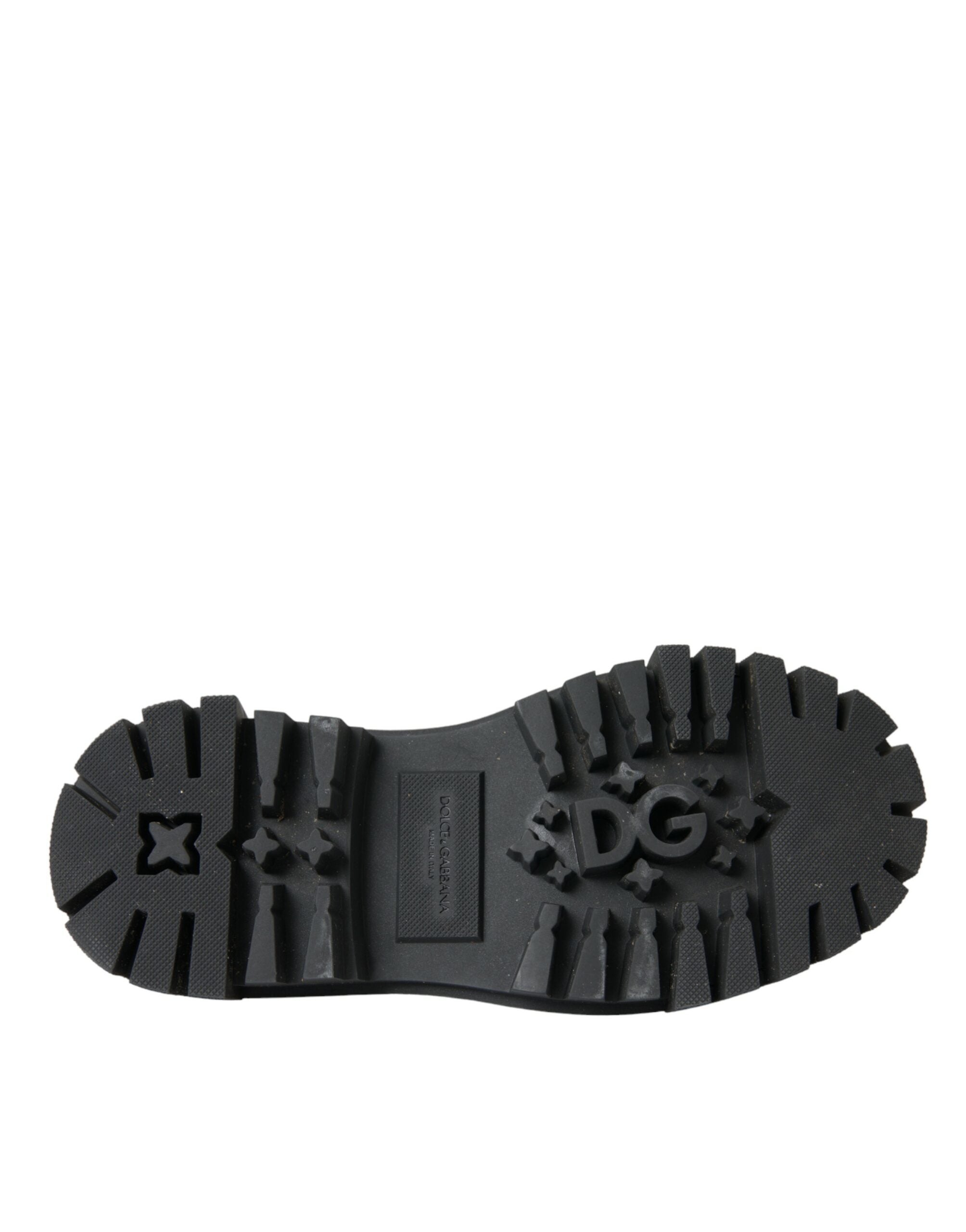 Black Leather Trekking Derby Embellished Shoes - ventzia