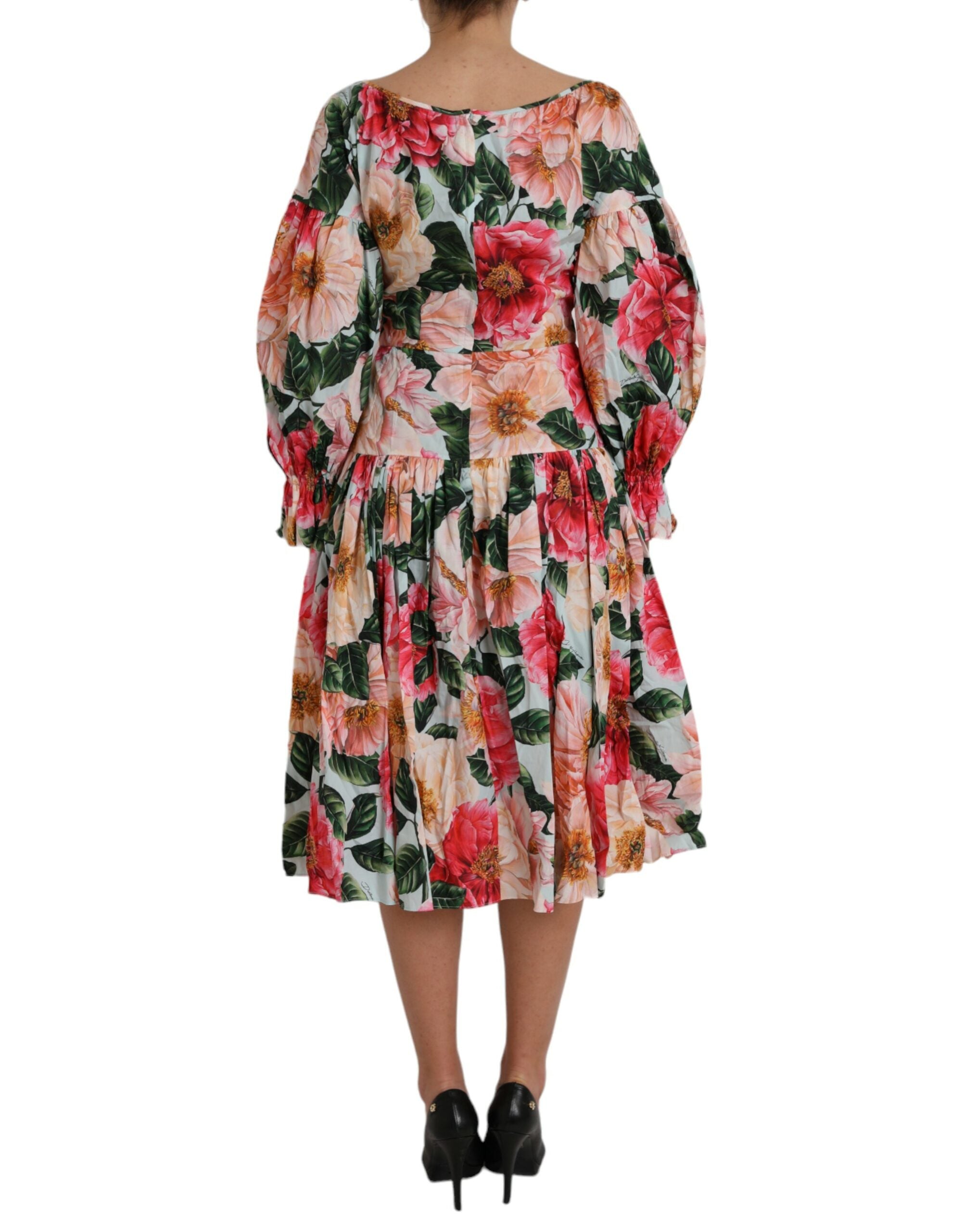 Multicolor Floral CottonAline Pleated Dress - ventzia