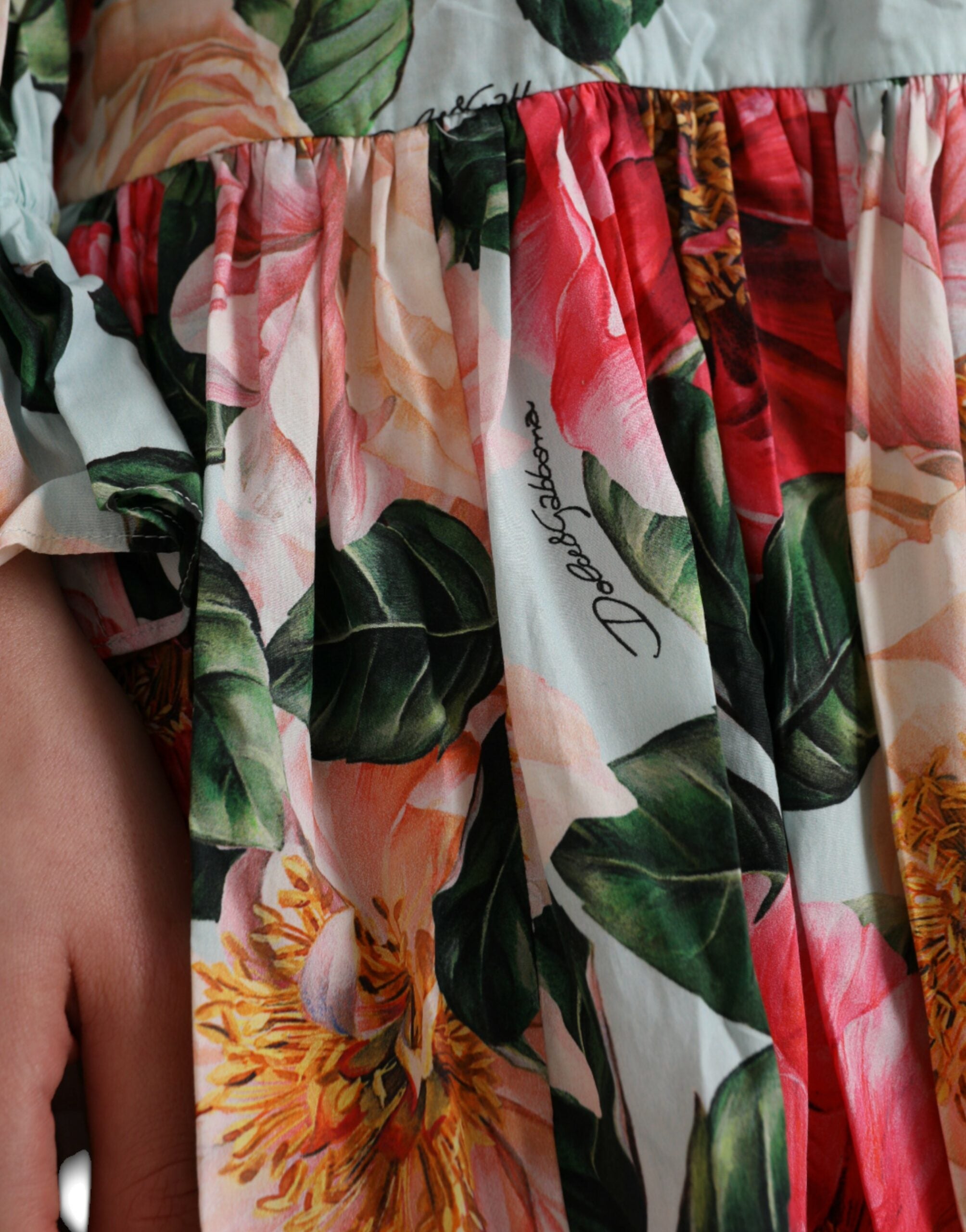 Multicolor Floral CottonAline Pleated Dress - ventzia