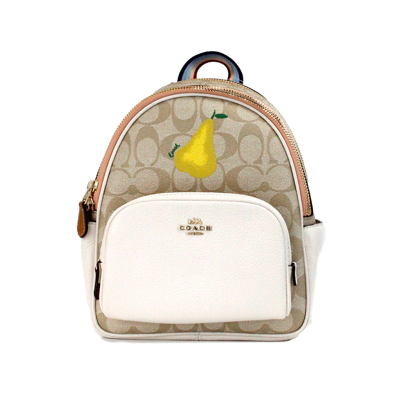 Mini Court Signature Pear Motif Shoulder Backpack Bookbag Bag Chalk Taffy - ventzia