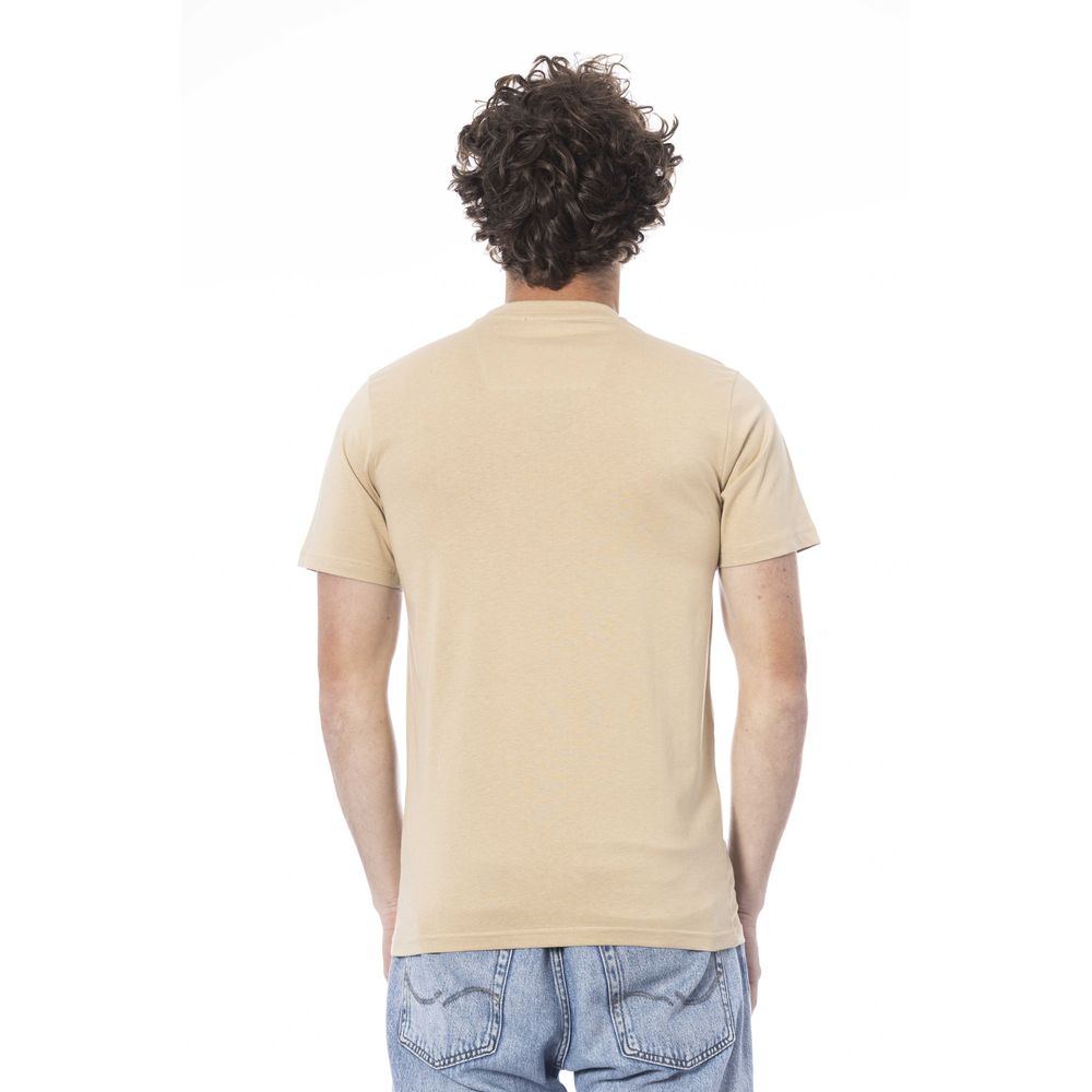 Beige Cotton Men T-Shirt - ventzia