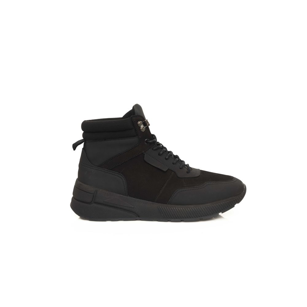 Black Leather Men Sneaker - ventzia