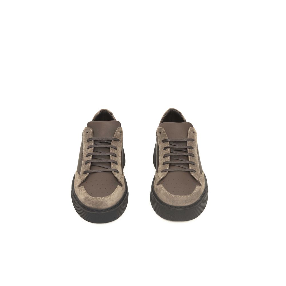 Beige Leather Men Sneaker - ventzia
