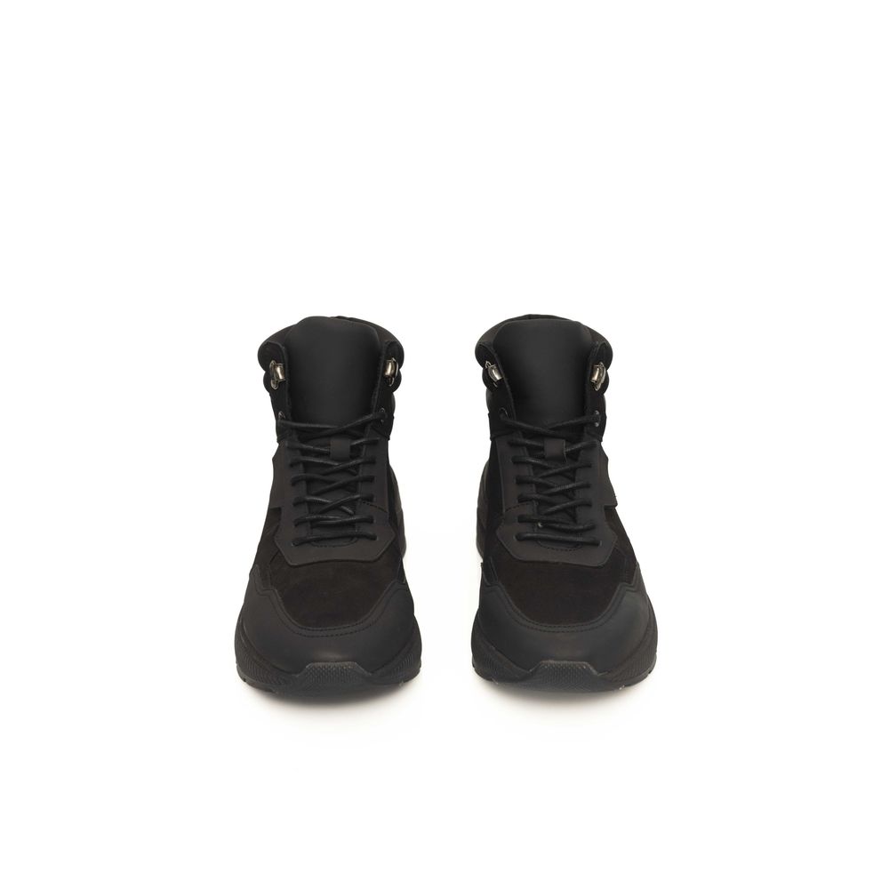 Black Leather Men Sneaker - ventzia