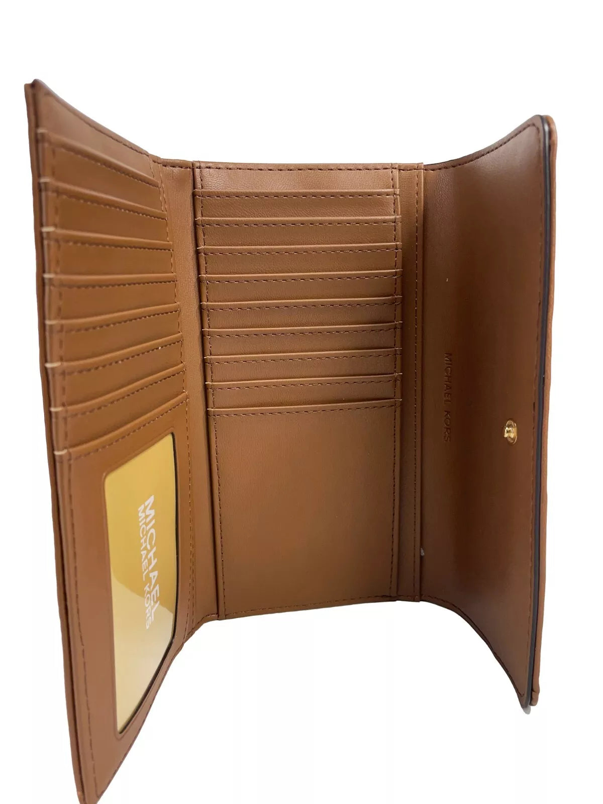 Jet Set Travel Large Quilted Leather Trifold Wallet Brown - ventzia