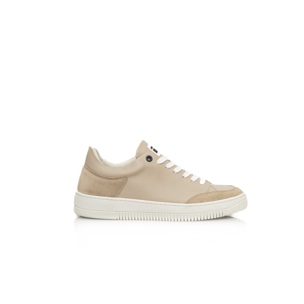 Beige Leather Women Platform Sneaker - ventzia