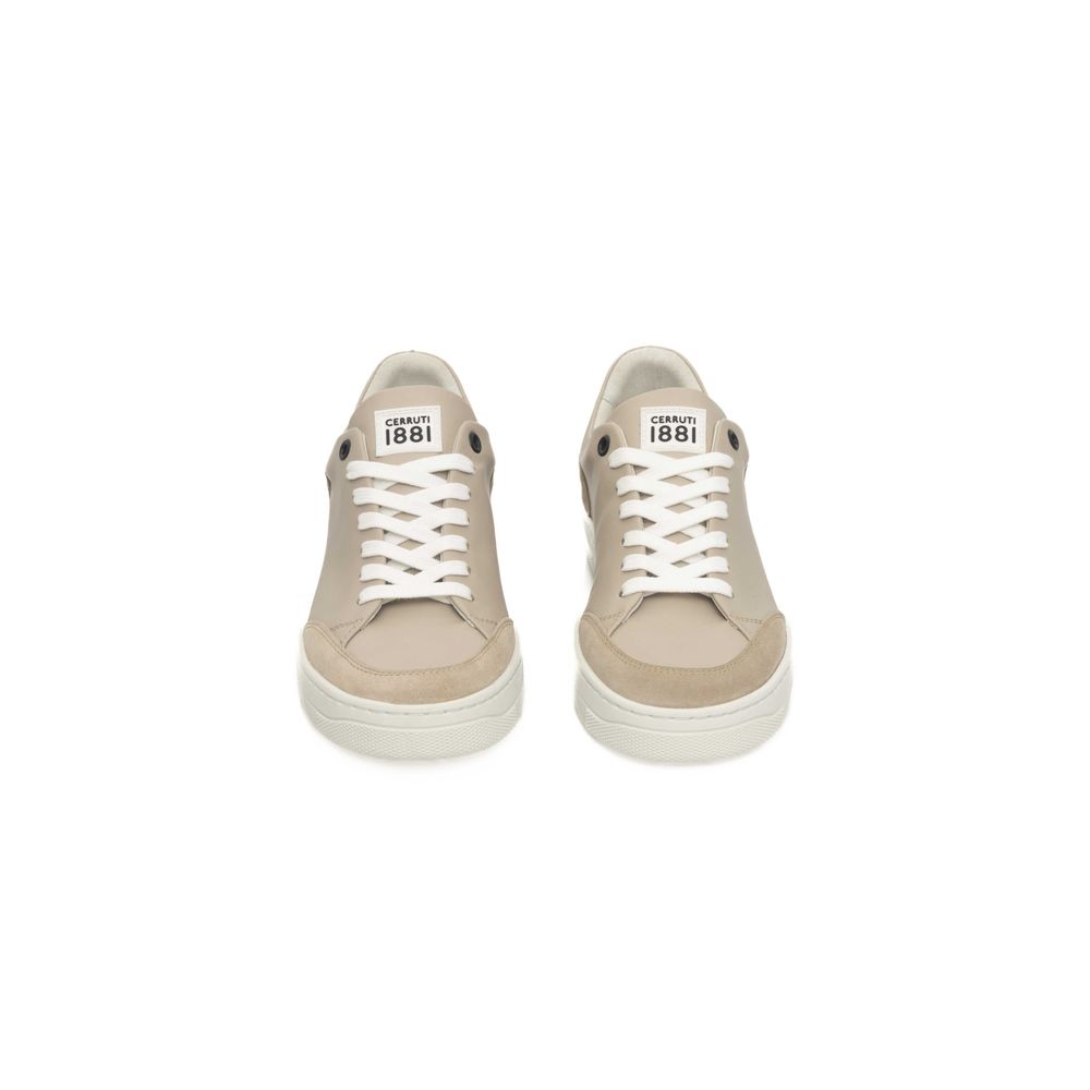 Beige Leather Women Platform Sneaker - ventzia
