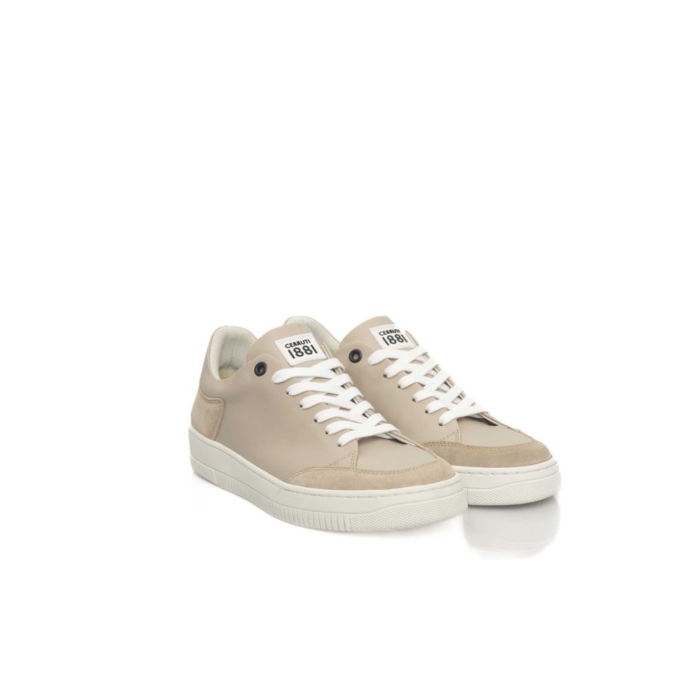 Beige Leather Women Platform Sneaker - ventzia