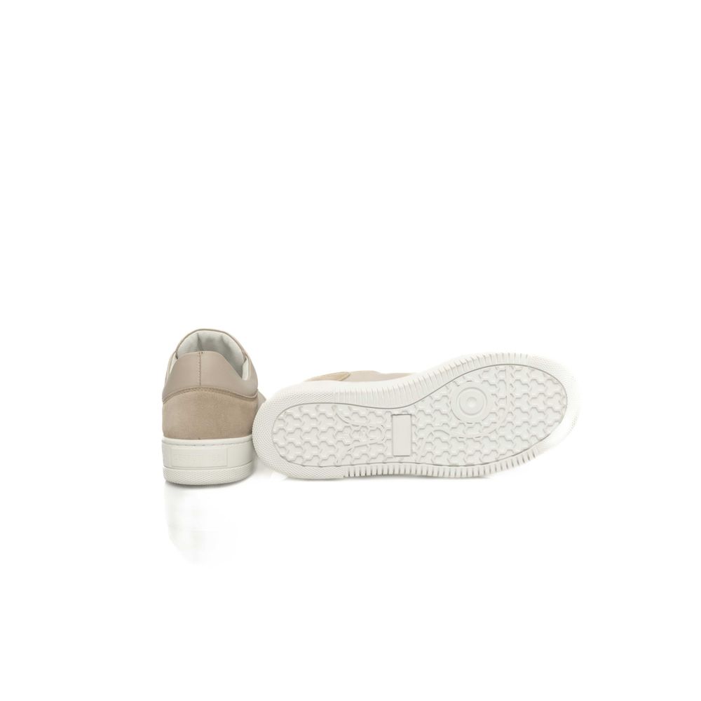 Beige Leather Women Platform Sneaker - ventzia