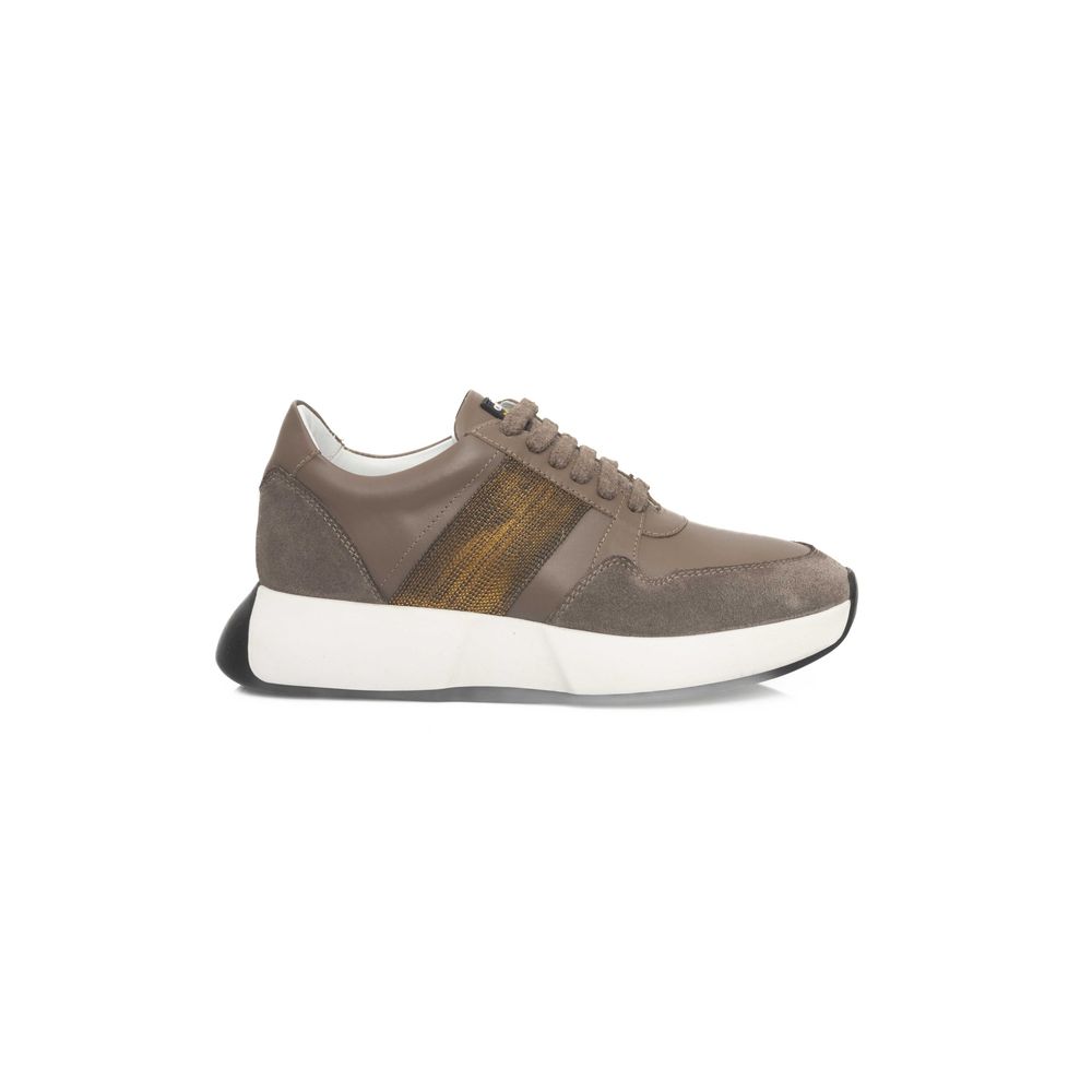 Beige Leather Women Sneaker - ventzia