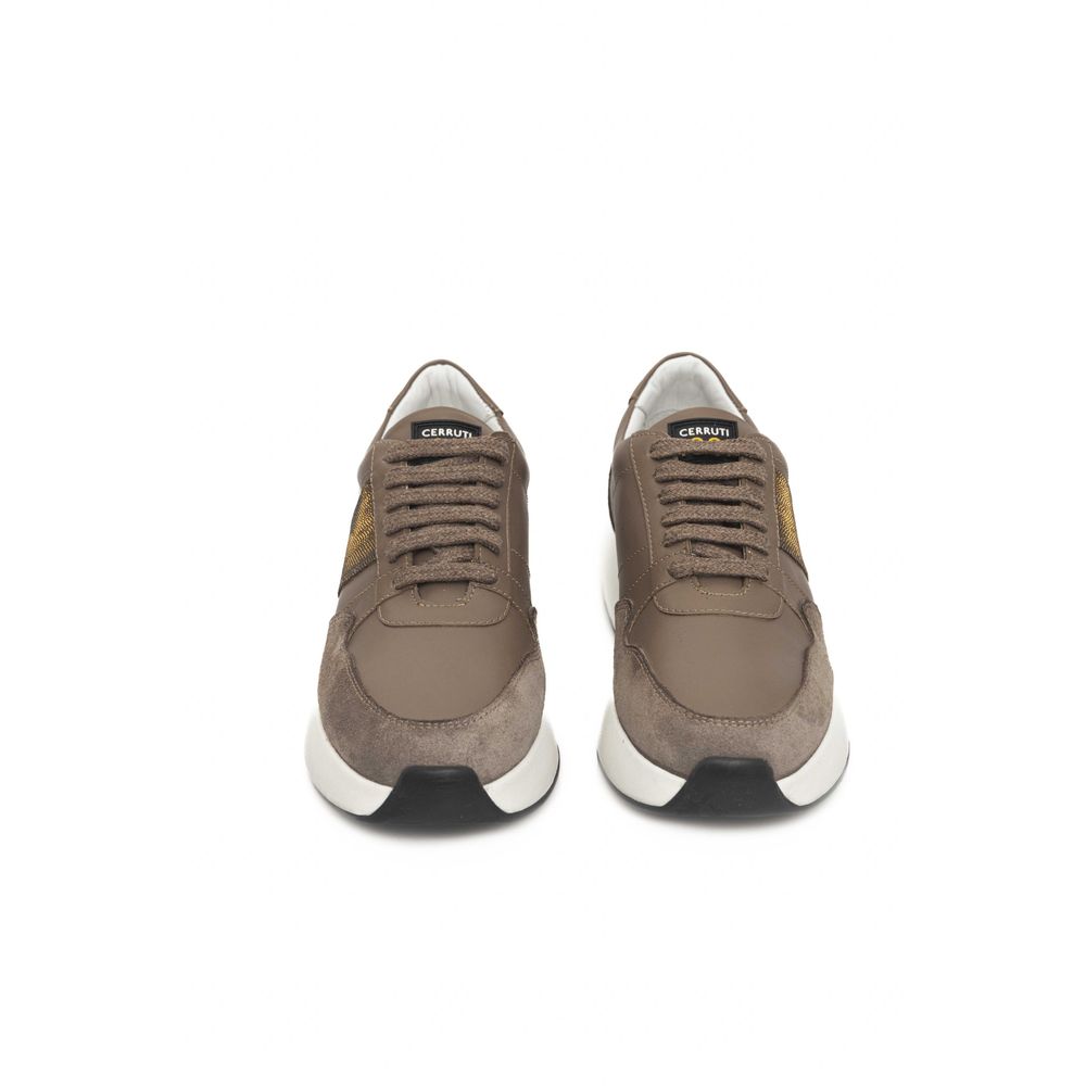Beige Leather Women Sneaker - ventzia