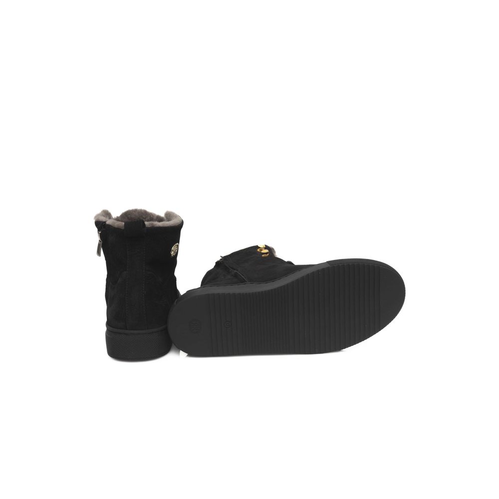 Black Cowhide Women Sneaker - ventzia