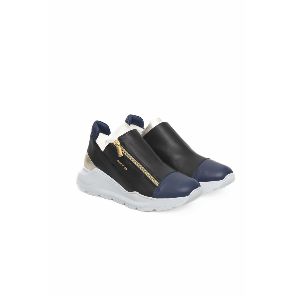 Black Goatskin Women Sneaker - ventzia