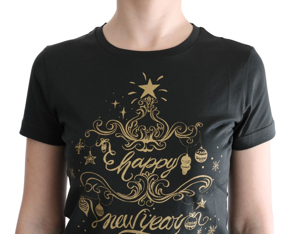 Emerald Green Cotton Tee with 2017 Print - ventzia