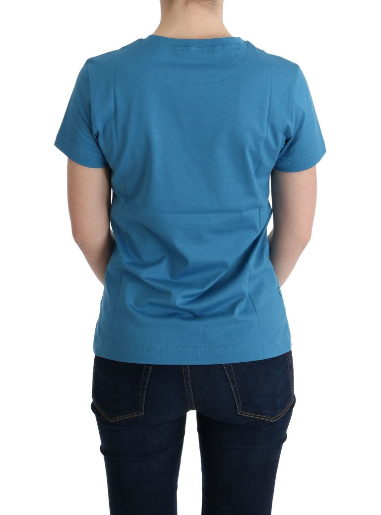 Chic Blue Cotton Tee with 2017 Print - ventzia