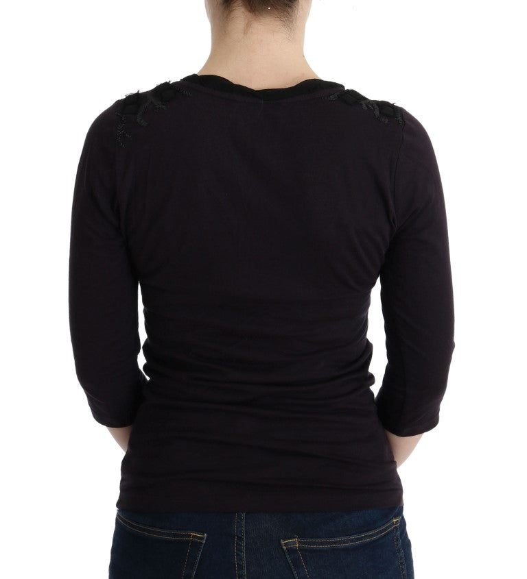 Elegant Purple V-Neck Blouse Tee - ventzia