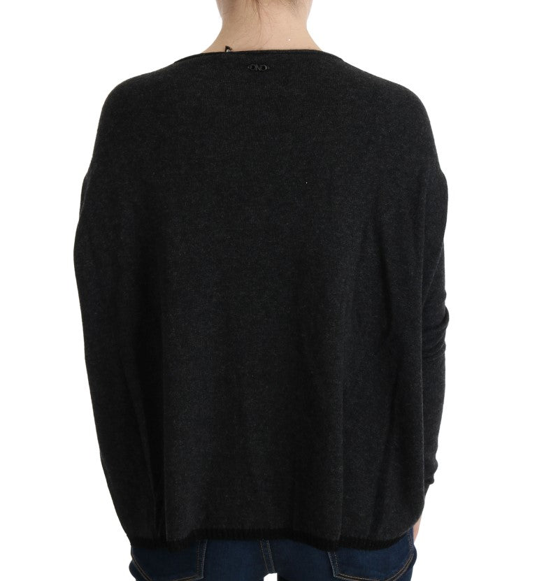Elegant Gray Crewneck Sweater - ventzia