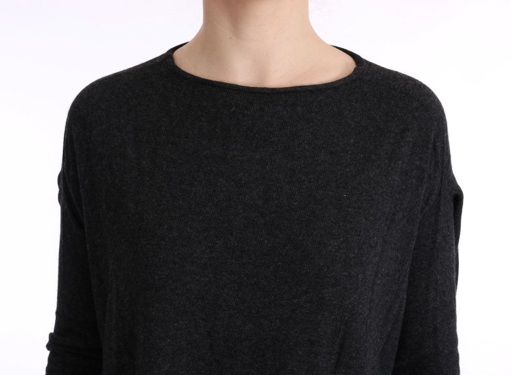 Elegant Gray Crewneck Sweater - ventzia