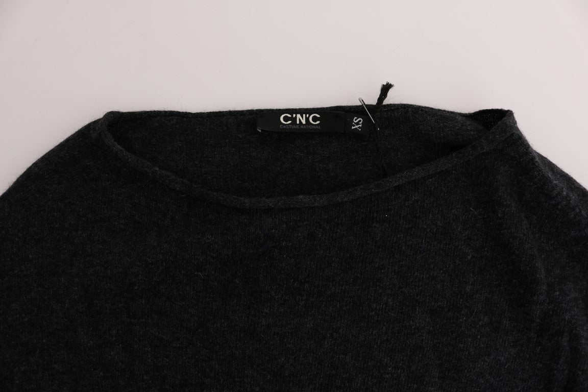 Elegant Gray Crewneck Sweater - ventzia