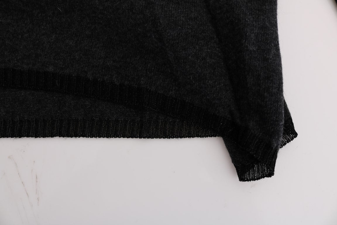 Elegant Gray Crewneck Sweater - ventzia