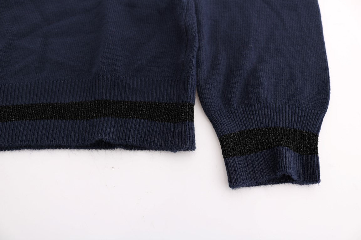 Elegant Blue V-Neck Sweater - ventzia