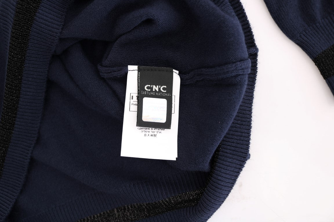 Elegant Blue V-Neck Sweater - ventzia