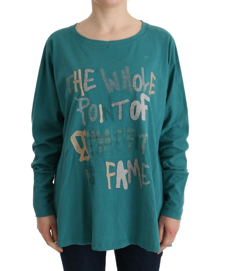 Elegant Crewneck Cotton Sweater in Green - ventzia