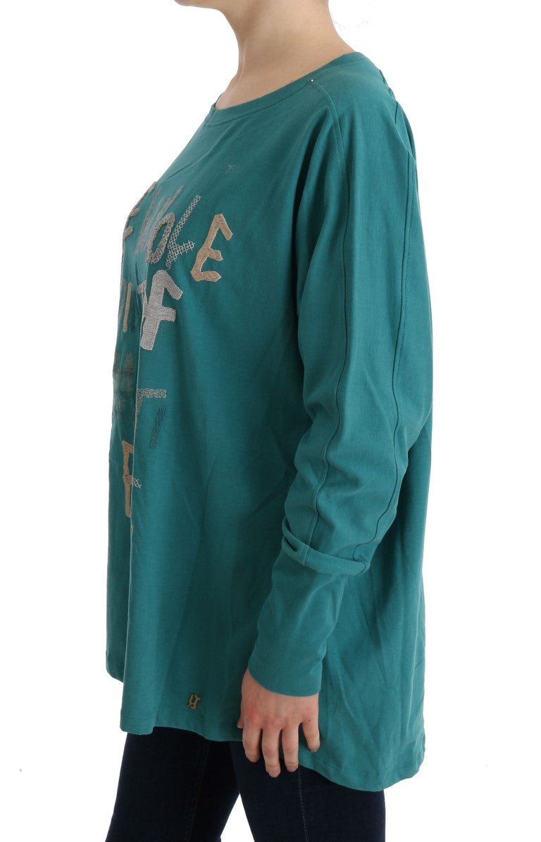 Elegant Crewneck Cotton Sweater in Green - ventzia