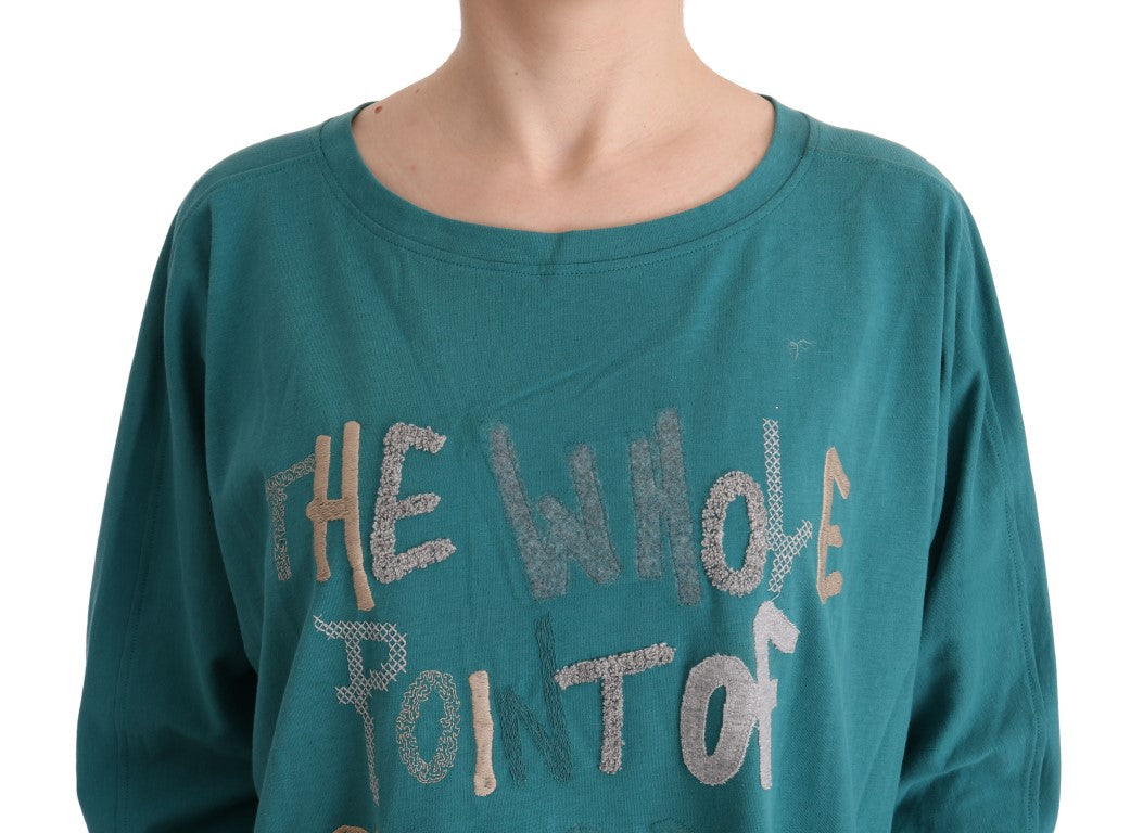 Elegant Crewneck Cotton Sweater in Green - ventzia