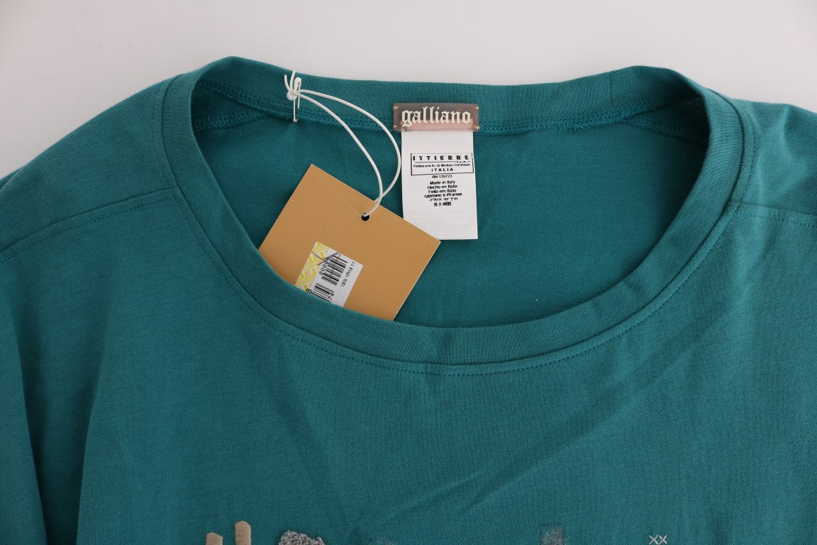 Elegant Crewneck Cotton Sweater in Green - ventzia