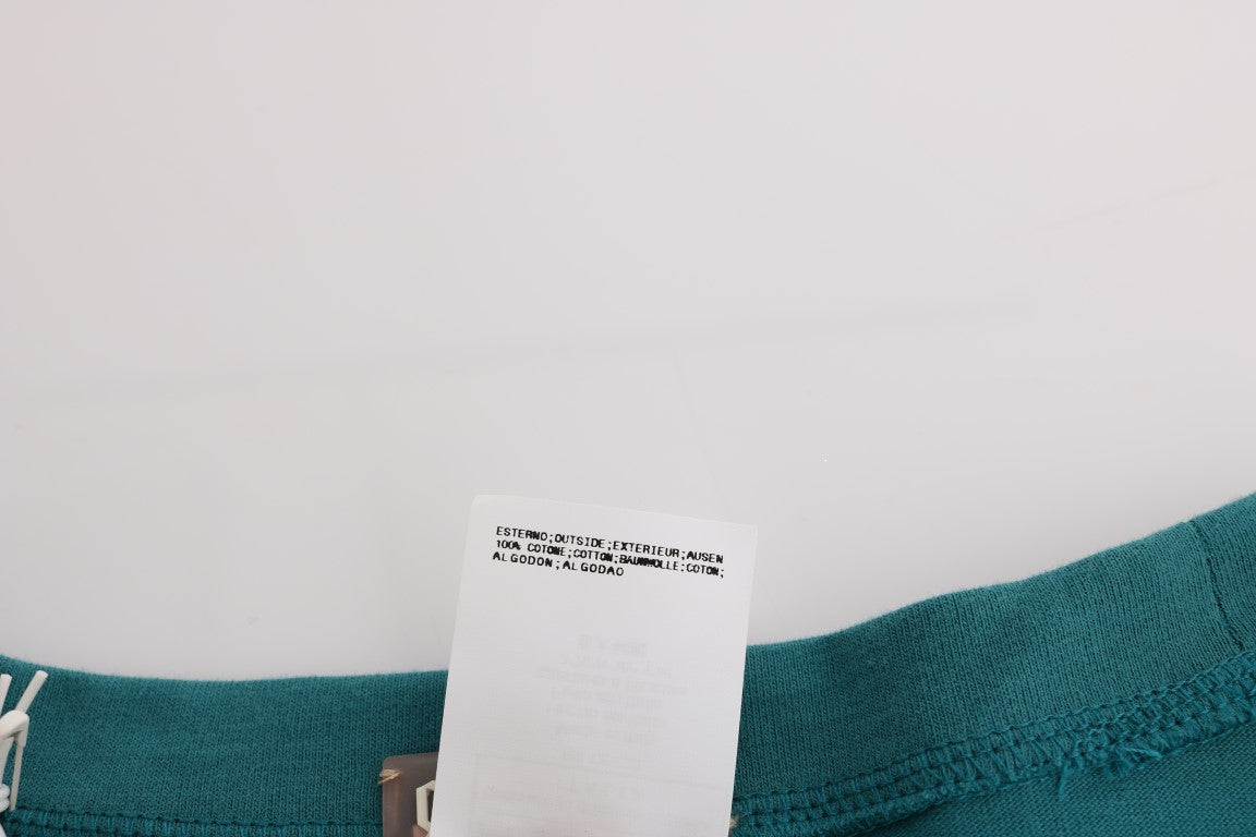 Elegant Crewneck Cotton Sweater in Green - ventzia