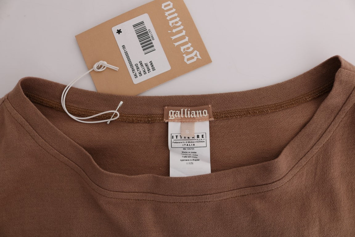 Chic Brown Crewneck Cotton Sweater - ventzia