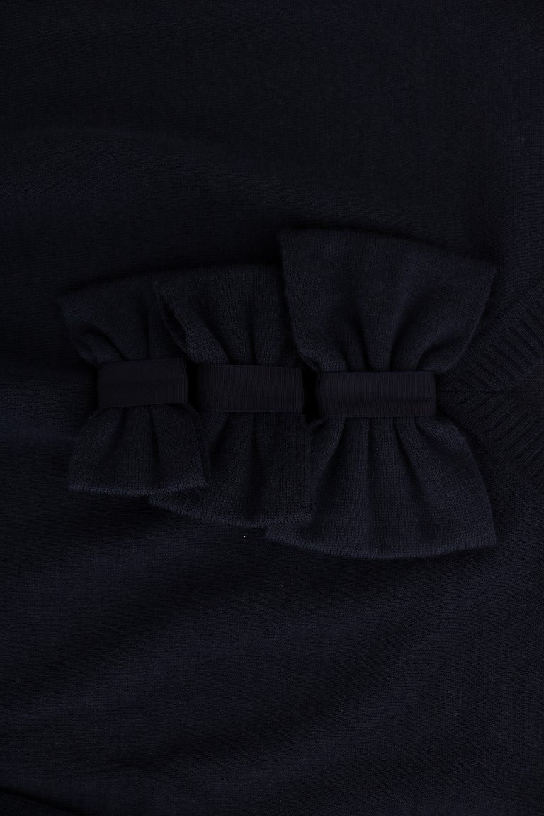 Elegant Over Knee Blue Wool Dress - ventzia